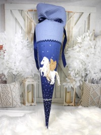 Schultüte Pegasus Stoff marineblau Zuckertüte Mädchen 70cm oder 85cm 4