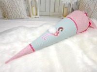 Schultüte aus Stoff Flamingo rosa mint Zuckertüte Mädchen 70cm oder 85cm 2