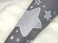 Schultüte aus Stoff Sterne mit Glitzer rosa grau Zuckertüte Mädchen 70cm oder 85cm 3