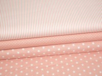 Stoffpaket Baumwolle Sterne, Punkte &amp; Streifen rosa 3