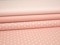 Stoffpaket Baumwolle Sterne, Punkte &amp; Streifen rosa 4
