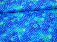 Baumwollstoff Schuppenmuster blau Batik