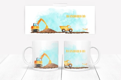 Personalisierte Tasse mit Name Bagger Tasse mit Spruch Geschenk Junge Baufahrzeuge