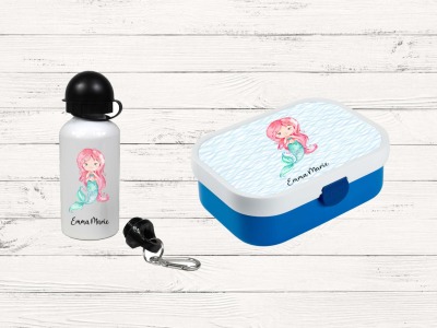 Brotdose mit Name Trinkflasche personalisiert Meerjungfrau