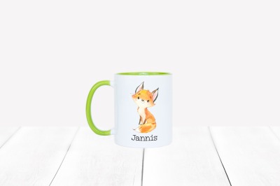 Personalisierte Tasse mit Name Fuchs Tasse mit Spruch Geschenk grün
