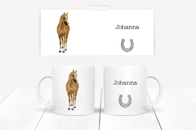 Personalisierte Tasse mit Name Pferd braun Geschenk