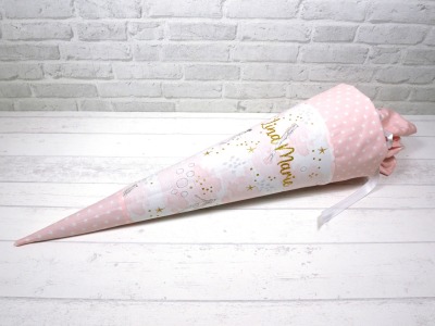 Schultüte Meerjungfrau rosa aus Stoff mit Name Glitzer 70cm
