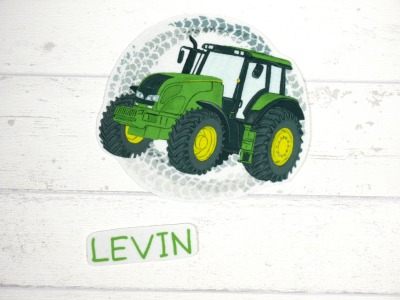 XXL Aufnäher Traktor mit Name personalisiert für Schultüte Trekker