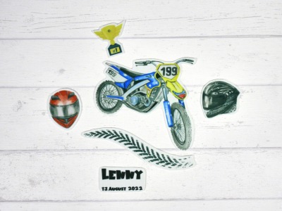 Aufnäher Set Motorrad mit Name personalisiert für Schultüte Motocross