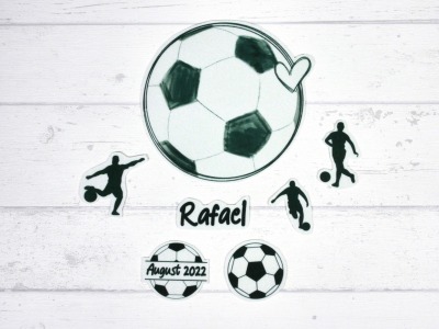 Aufnäher Set Fußball mit Name personalisiert für Schultüte Junge