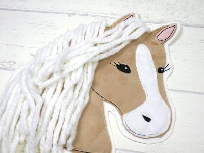 XXL Aufnäher Pferd beige Applikation Pony mit Mähne