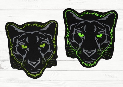 Großer gestickter Aufnäher Panther Applikation für Schultüte - in grün oder neongrün