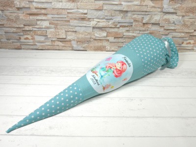 Schultüte aus Stoff mit Name Meerjungfrau Zuckertüte 70cm oder 85cm - Farbwahl