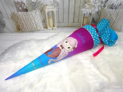 Schultüte Meerjungfrau mit Glitzer Farbverlauf Zuckertüte Mermaid