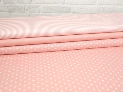 Stoffpaket Baumwolle Sterne, Punkte &amp; Streifen rosa