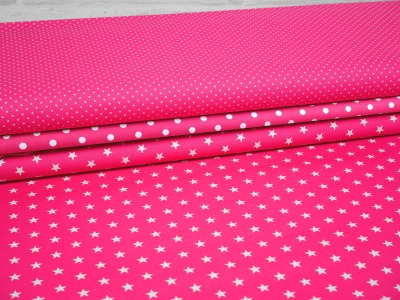 Stoffpaket Baumwolle Sterne, Punkte &amp; Tupfen pink