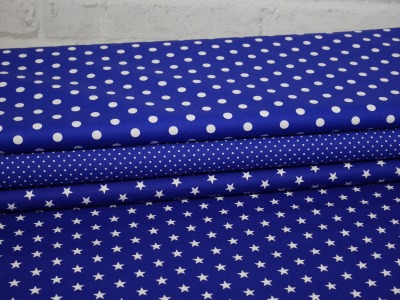 Stoffpaket Baumwolle Sterne, Punkte &amp; Tupfen blau
