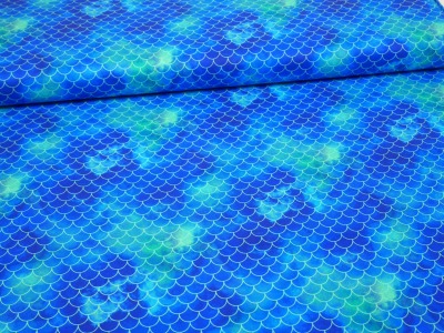 Baumwollstoff Schuppenmuster blau Batik - Designerstoff