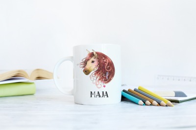 Personalisierte Tasse mit Name Pferd Geschenk