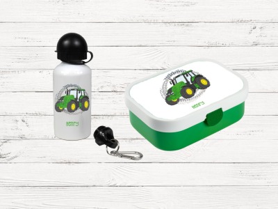 Brotdose mit Name Traktor Trinkflasche personalisiert Trekker