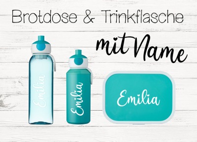 Brotdose mit Name Trinkflasche personalisiert Farbwahl Set