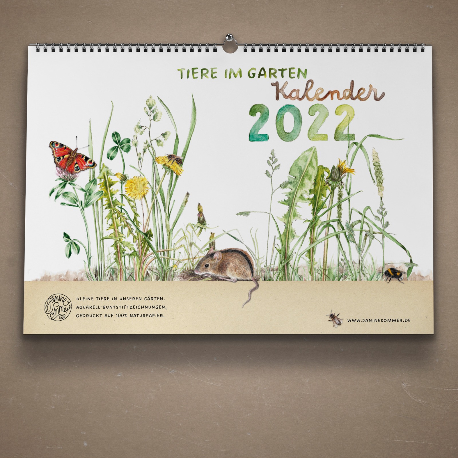 Tiere im Garten Kalender 2022 Wandkalender Tierkalender Kunstkalender