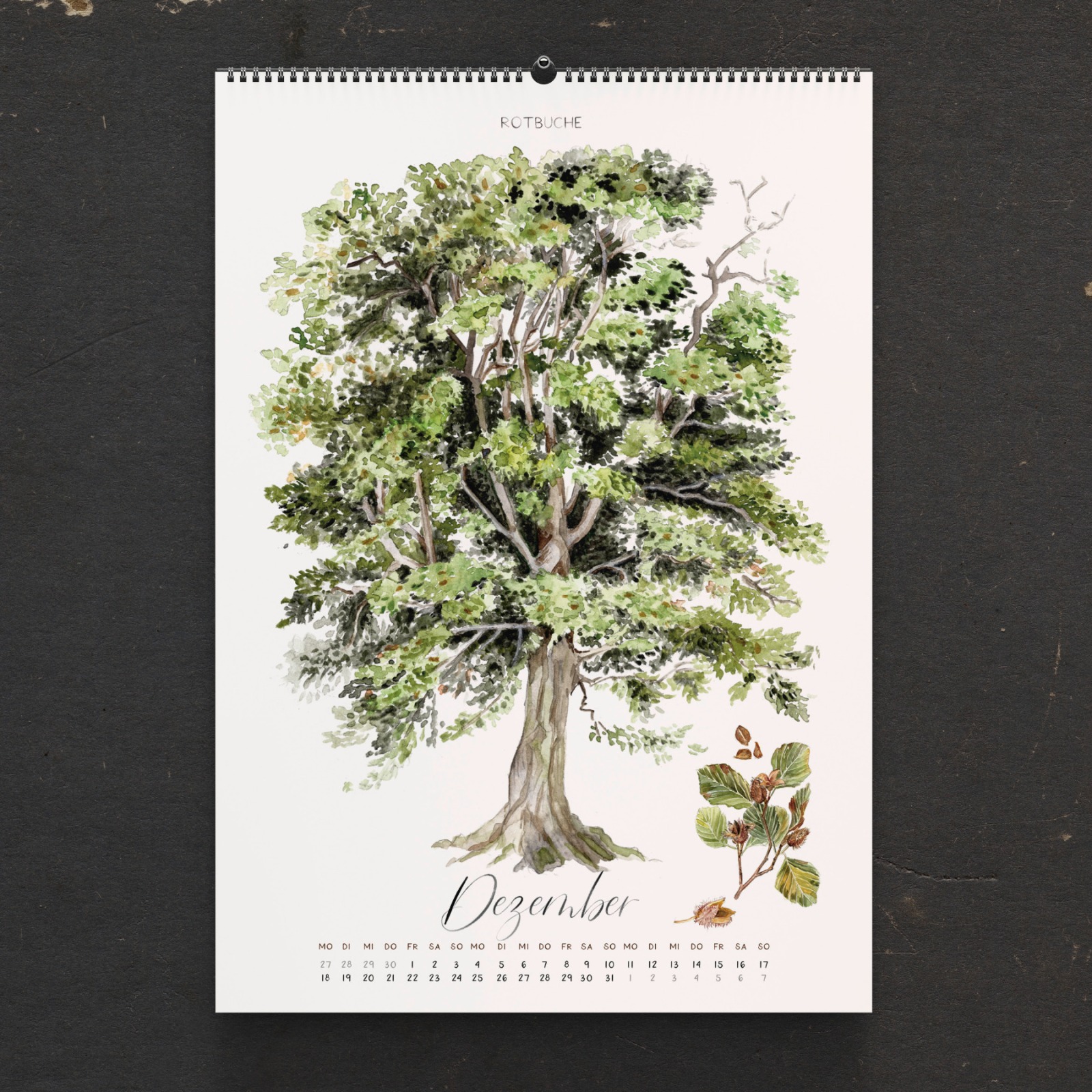 Bäume Kalender 2023 Wandkalender Illustrierter Kalender Kunstkalender 9
