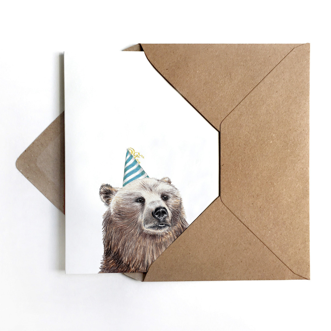 Grußkarte Partybär, Geburtstagskarte
