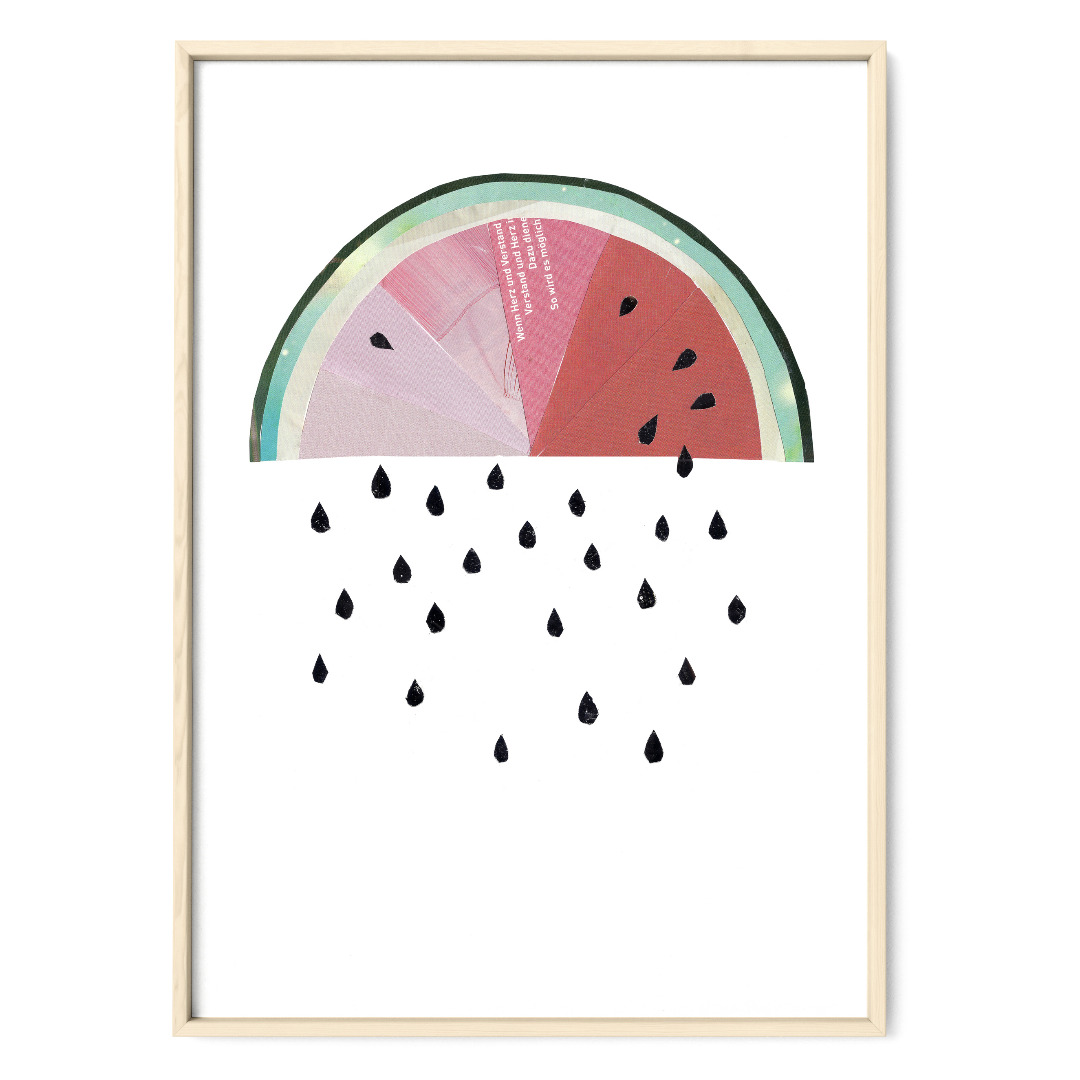 Melonenregen Collage Poster Kunstdruck DIN A3 Pflanzenposter
