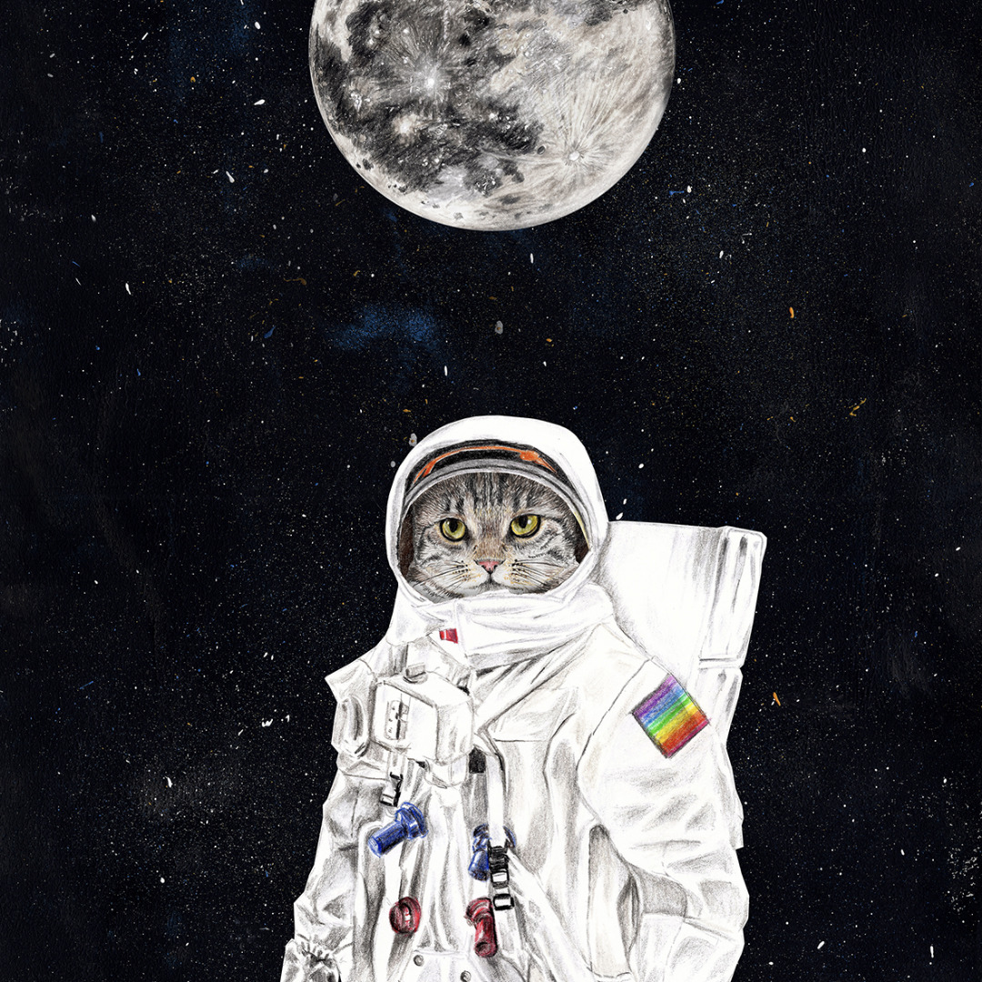 Spacecat Fine Art Print Giclée Print Poster Kunstdruck Zeichnung 2