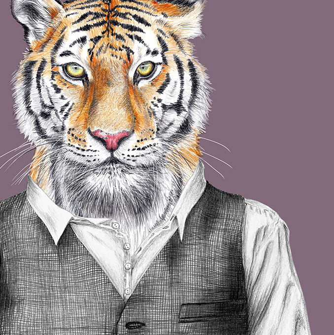 Tiger Poster Kunstdruck Zeichnung 2