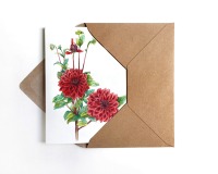 Grußkarte rote Dahlie, Blumengrußkarte
