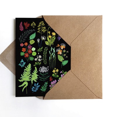 Grußkarte Wald und Wiesenblumen - inkl. Umschlag