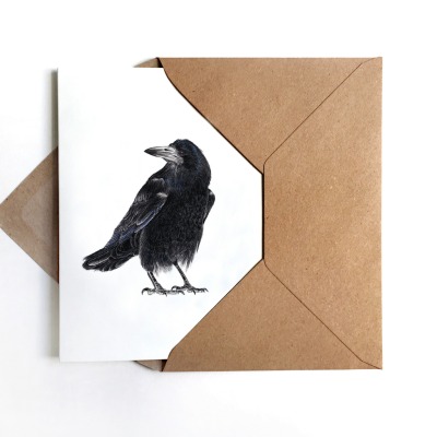 Grußkarte Rabe, Karte mit Vogel - inkl. Umschlag