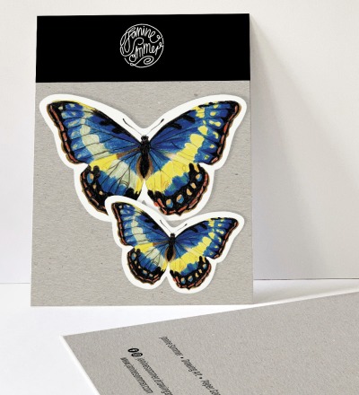 2 Sticker Schmetterlinge blau - Outdooraufkleber vegan