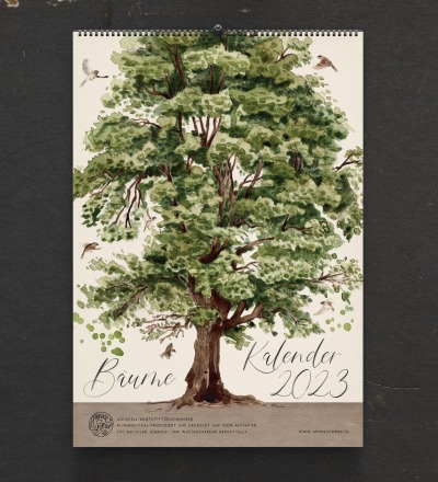 Bäume Kalender 2023 Wandkalender mit kleinen Mängeln B-Ware - Aquarell-Buntstiftzeichnungen von