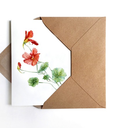 Grußkarte Kapuzinerkresse Blumengrußkarte - inkl Umschlag