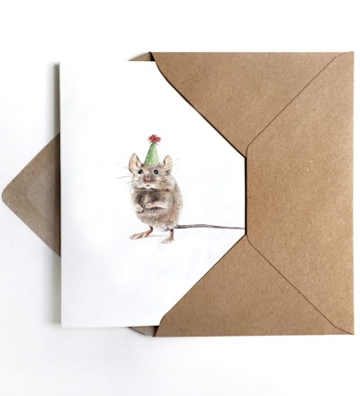 Grußkarte Partymaus Geburtstagskarte - inkl Umschlag