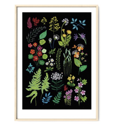 Wald und Wiesenblumen Poster Kunstruck DIN A3 - Zeichnung mit Poscapen Reproduktion
