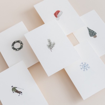 Postkartenset Winter &amp; Weihnacht - 6er-Postkartenset auf Naturkarton creme