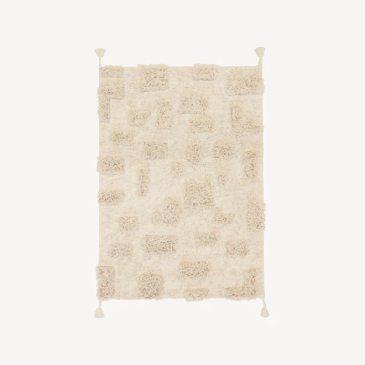 Teppich Savu naturweiß - Handgefertigter kuscheliger Teppich aus Bio-Baumwolle
