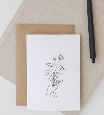 Klappkarte Blumenstrauß - Schöne Klappkarte mit Blumenstrauß und Kuvert zum Muttertag Geburtstag oder um Danke zu sagen