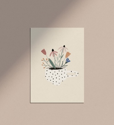 Postkarte Tasse voll Glück - Postkarte auf extra dickem strukturierten Papier
