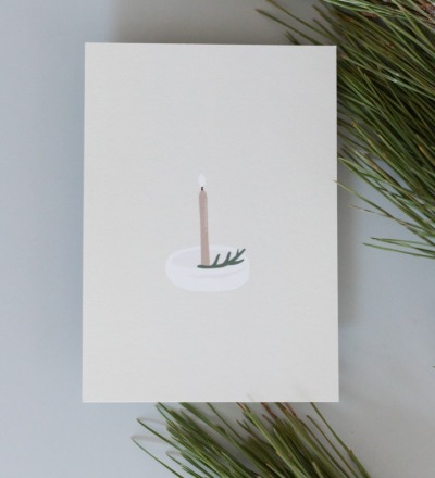Postkarte Kerze - Weihnachtliche Postkarte auf extra dickem strukturierten Papier