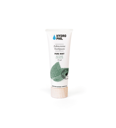 Zahncreme Pure Mint 75ml mit Fluorid - Zertifizierte Naturkosmetik mit nachhaltiger Verpackung aus 95 Fichtenholz