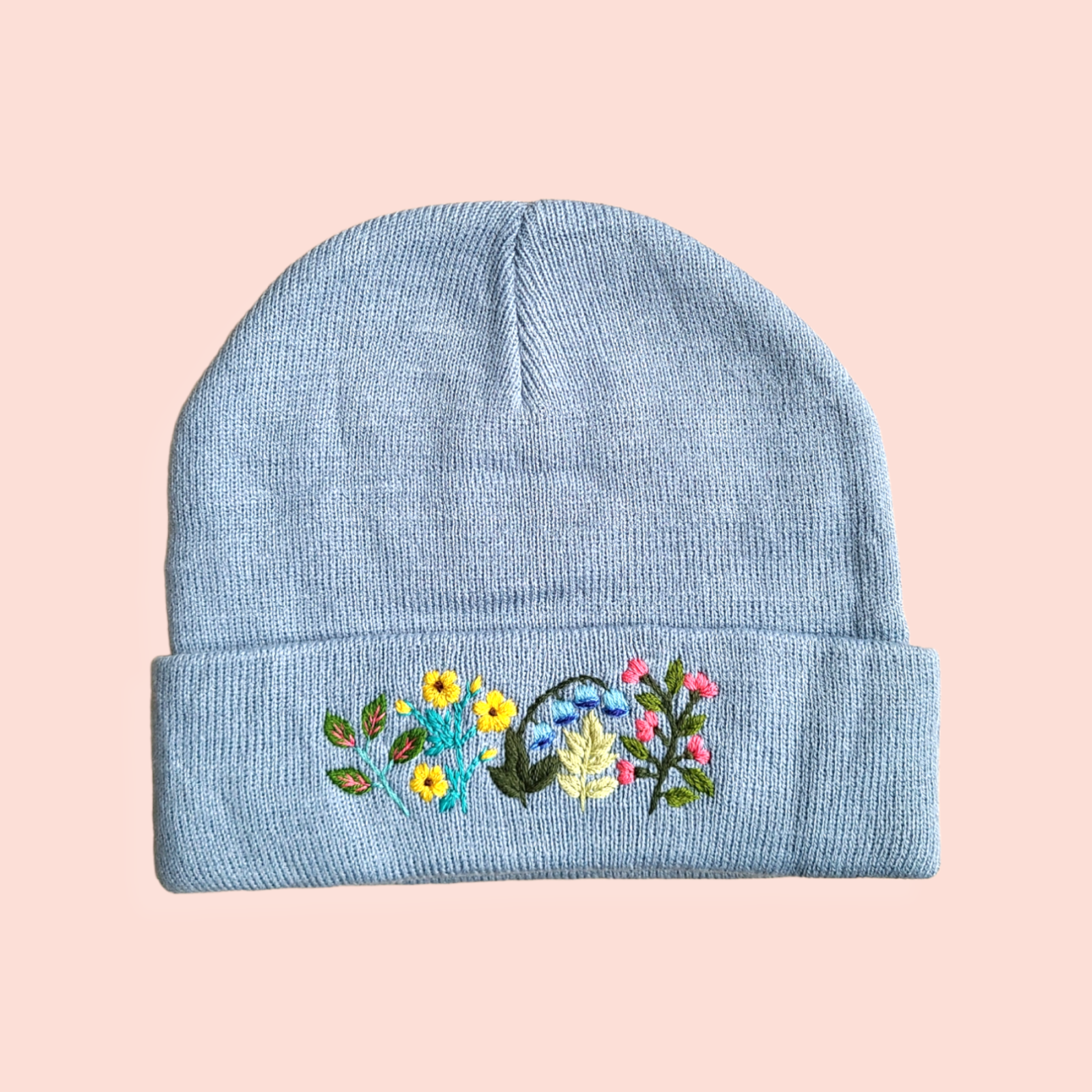 Handbestickte Beanie Sonnenblumen