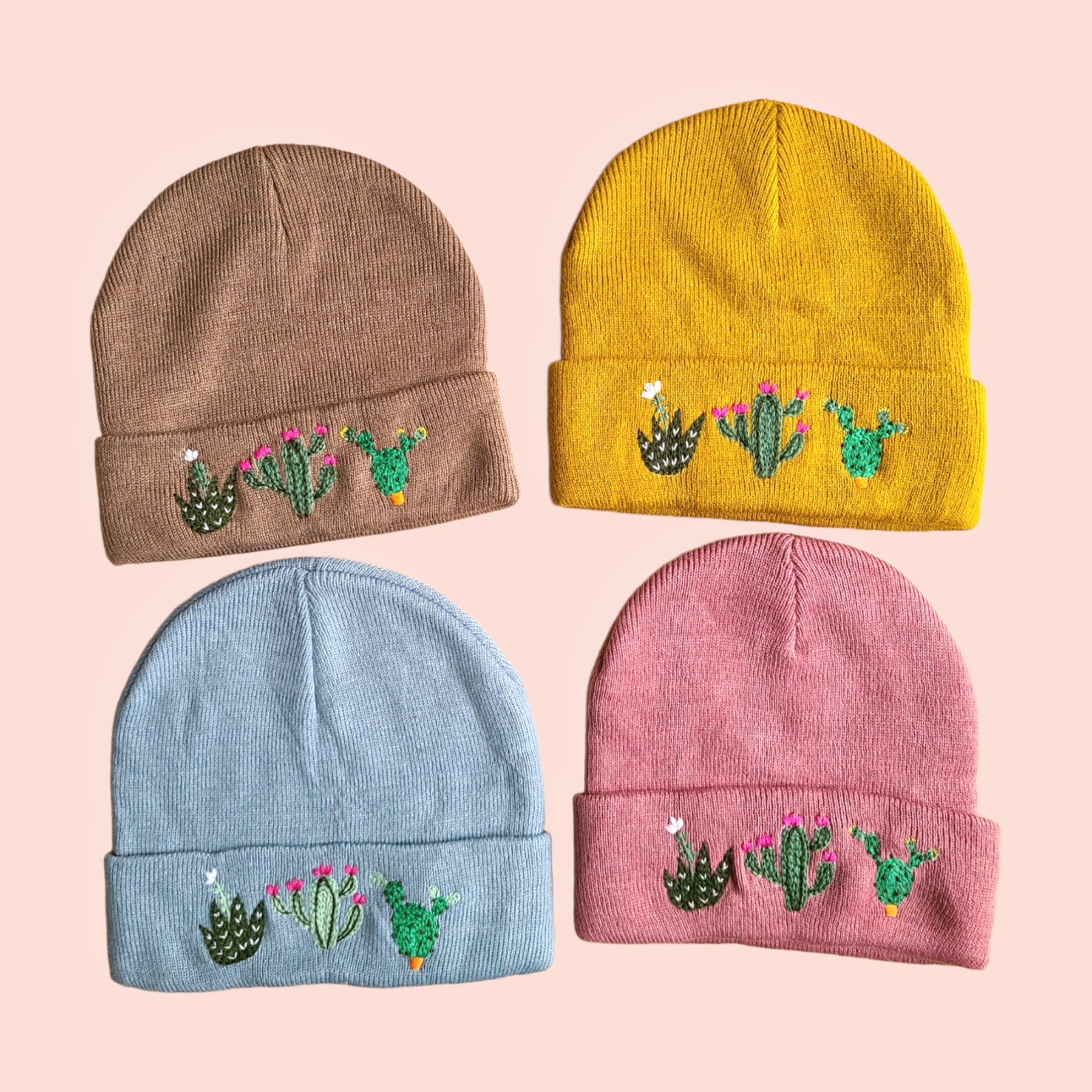 Handbestickte Beanie Sonnenblumen 2