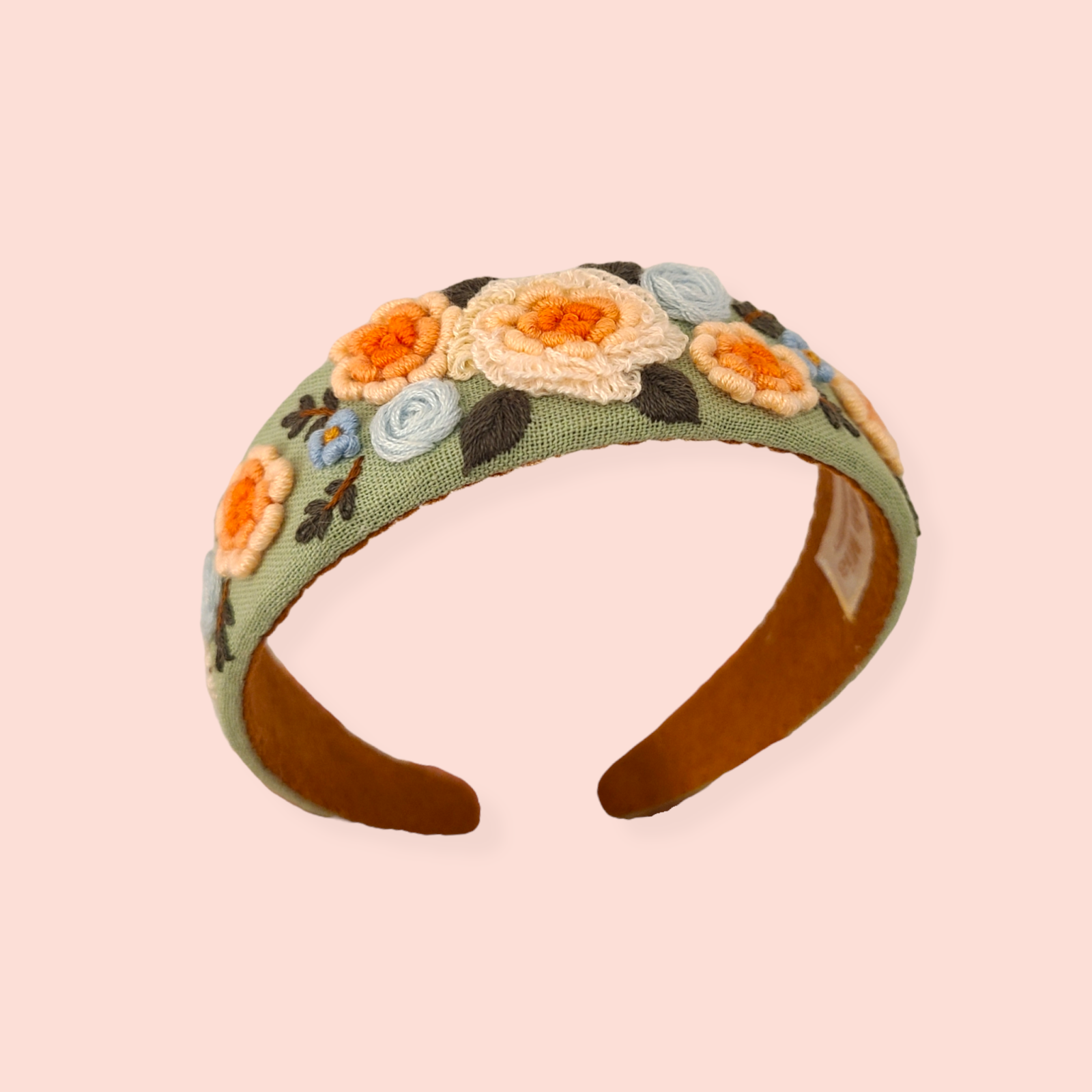 Floral headband with embroirered 3D flowers 2