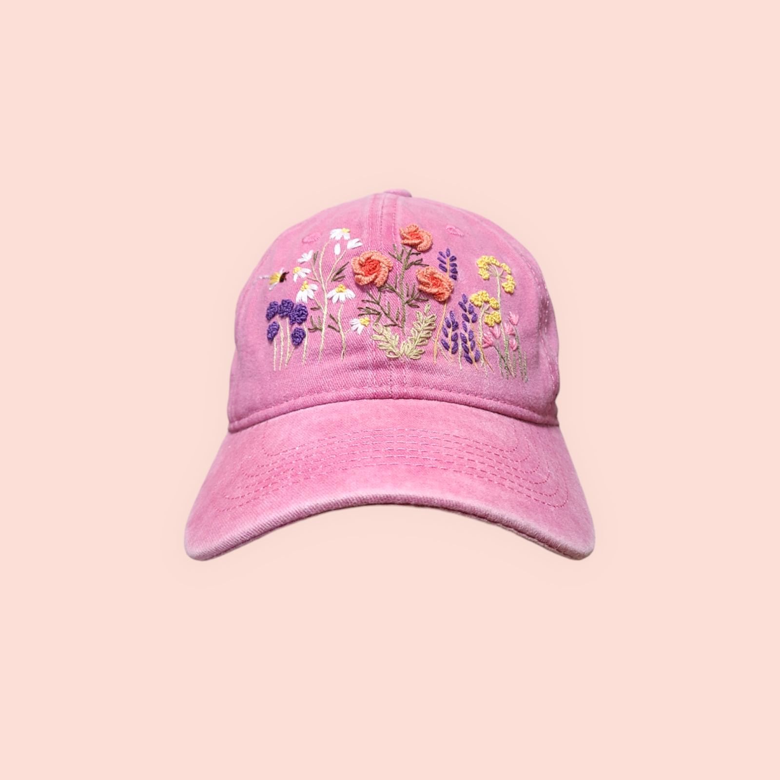 Blumen handbestickte Basecap 2