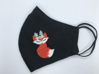 Face mask with fox hand embroidery